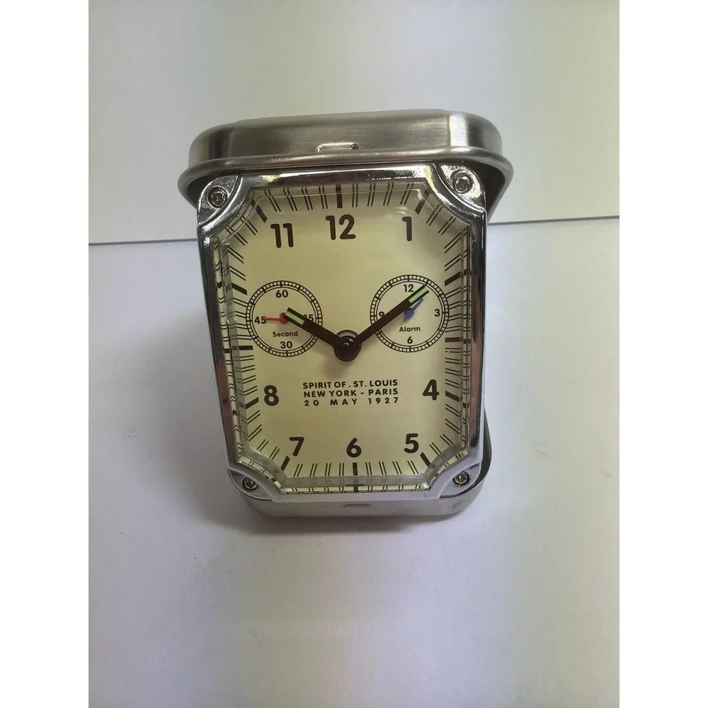 Spirit of St. Louis McCook Field Tin Travel Alarm Clock‎ Premarin Edition